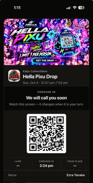 A guest's live pass in the browser