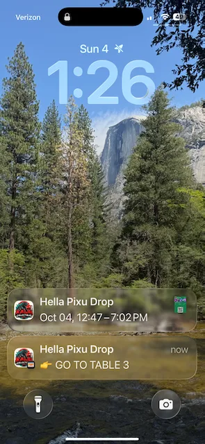 The lock-screen alert: Go to Table 3